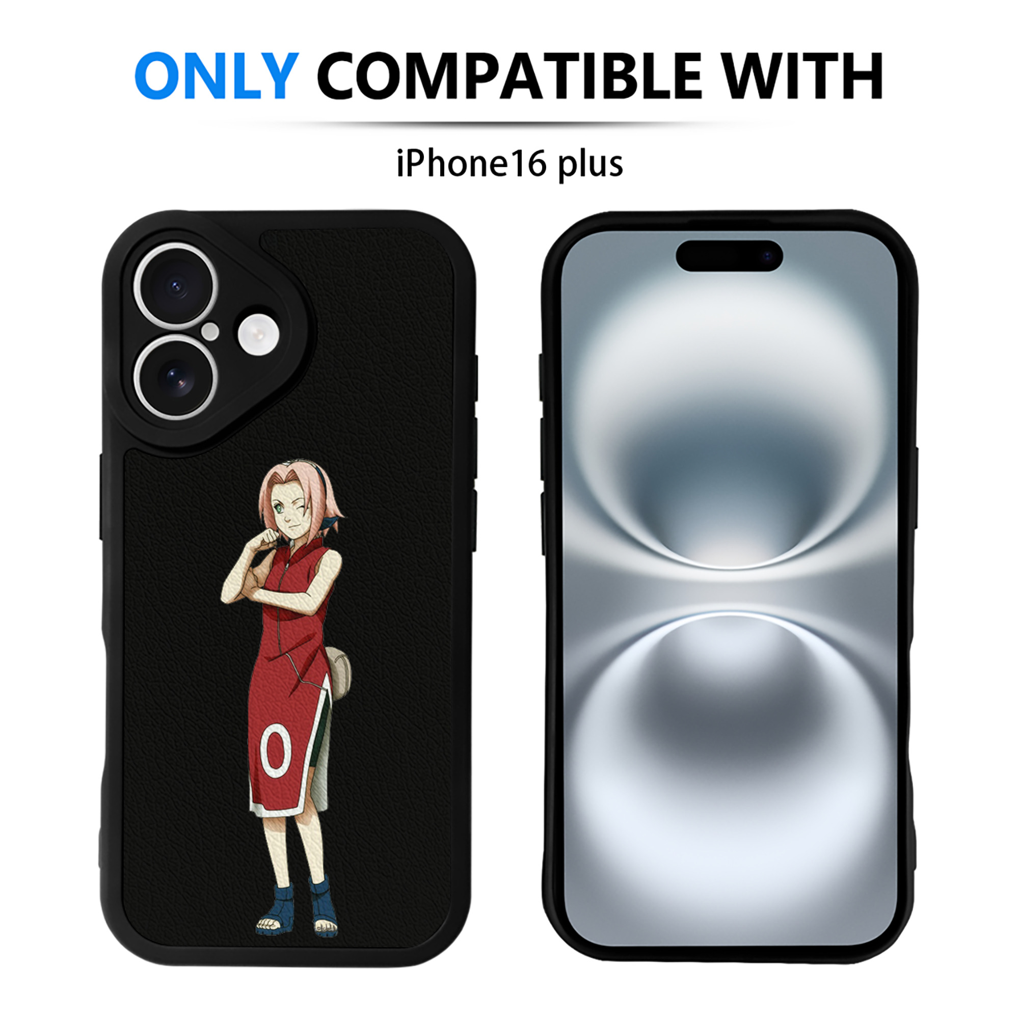 （画像用） NARUTO -ナルト- 春野サクラ Haruno Sakura 【iPhone 16シリーズ対応】シリコンスマホケース（レザー調） 材質：シリコン